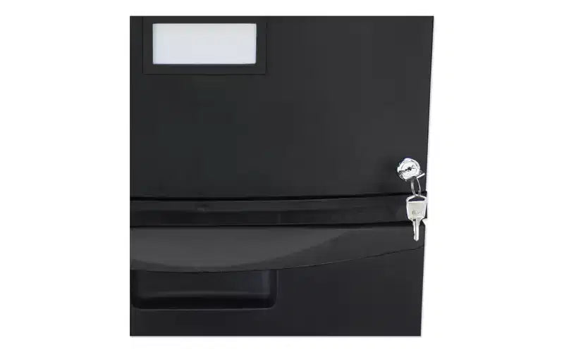 Storex Two-Drawer Mobile Filing Cabinet, 2 Legal/Letter-Size File Drawers, Black, 14.75 x 18.25 x 26
