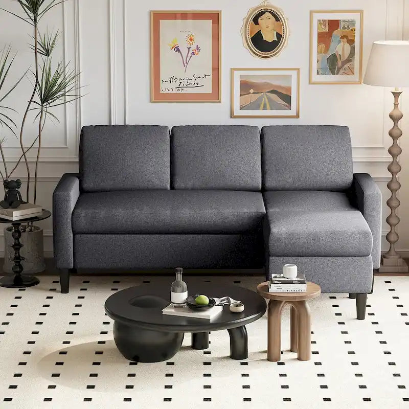 Futzca 74 Convertible Sectional Sofa Couch, Small L-Shaped Sofa
