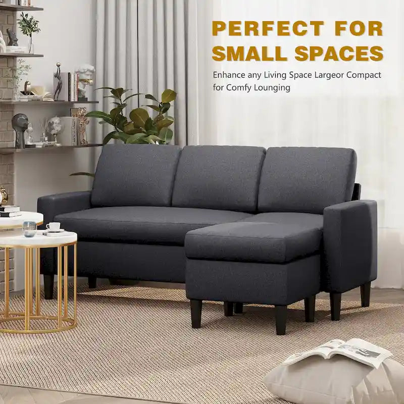 Futzca 74 Convertible Sectional Sofa Couch, Small L-Shaped Sofa