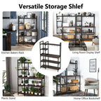 4-Tier Rustic Brown Bakers Rack with S-Shape Hooks