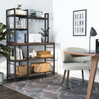 4-Tier Rustic Brown Bakers Rack with S-Shape Hooks