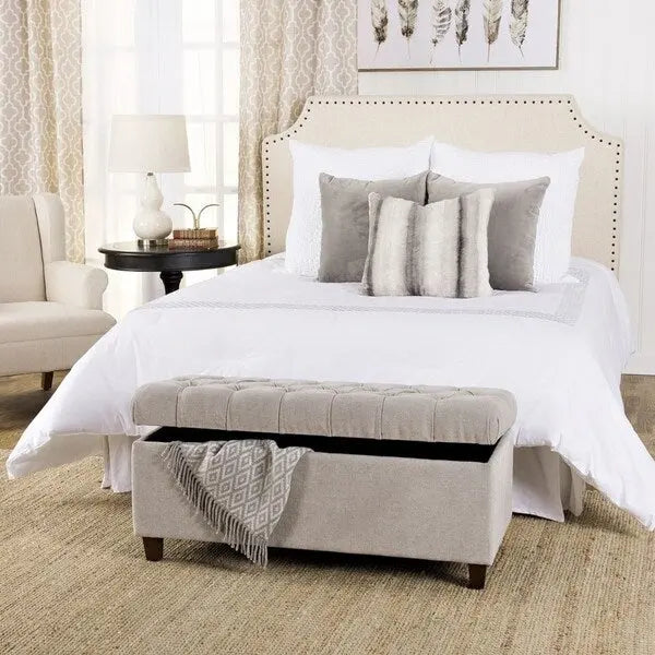 Copper Grove Muir Button Tufted Storage Bench Silver Ash