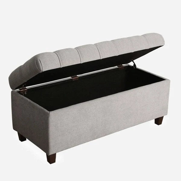 Copper Grove Muir Button Tufted Storage Bench Silver Ash