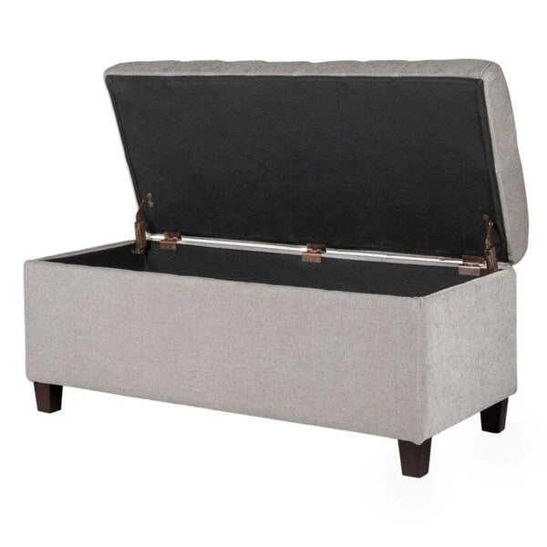 Copper Grove Muir Button Tufted Storage Bench Silver Ash