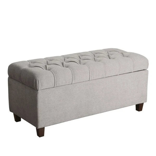Copper Grove Muir Button Tufted Storage Bench Silver Ash