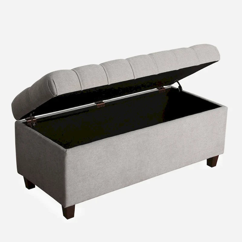 Copper Grove Muir Button Tufted Storage Bench Silver Ash