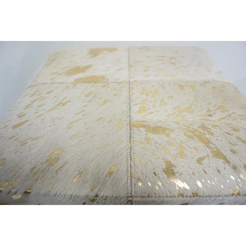 Pouf cubico in pelle dorata Home&Manor