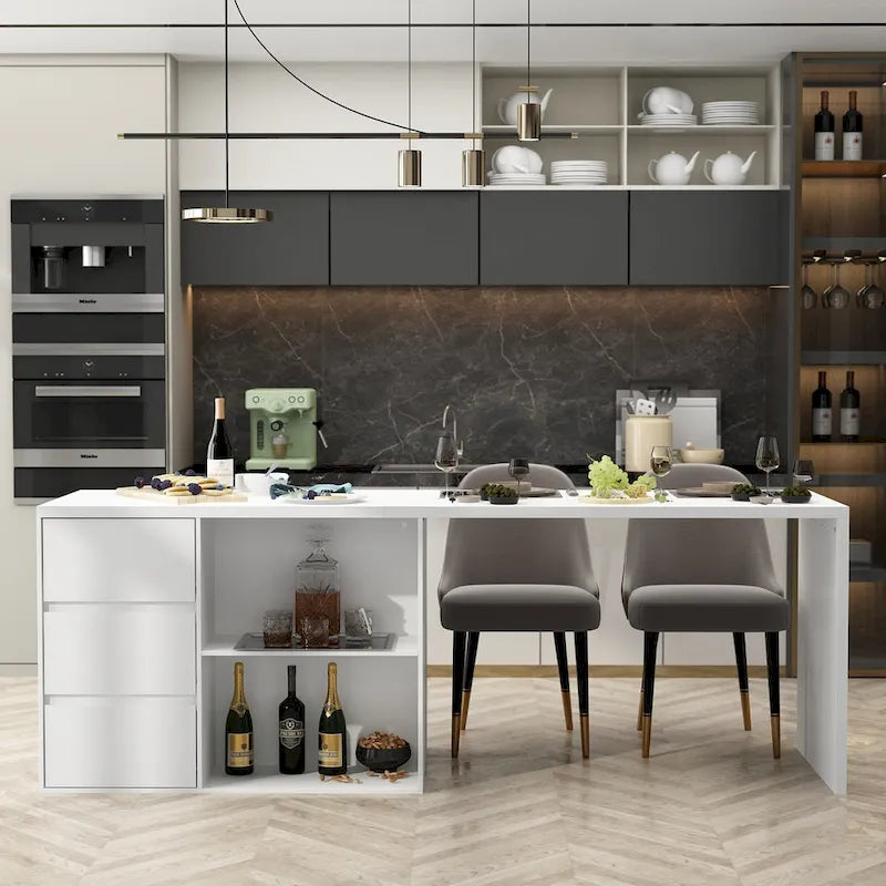 Tavolo da Isola Cucina Tavolo da Pranzo con Contenitore e Funzione Pranzo - 82.7W