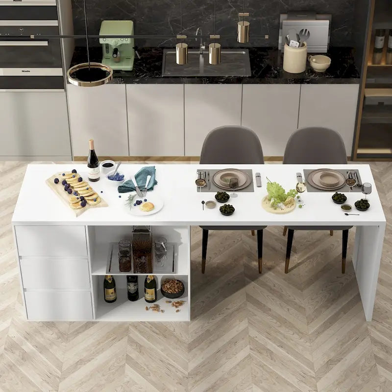 Tavolo da Isola Cucina Tavolo da Pranzo con Contenitore e Funzione Pranzo - 82.7W