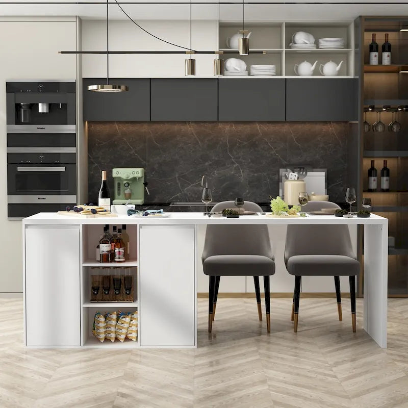 Tavolo da Isola Cucina Tavolo da Pranzo con Contenitore e Funzione Pranzo - 82.7W