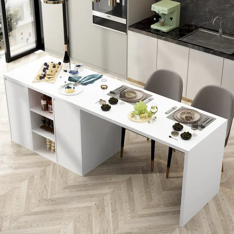 Tavolo da Isola Cucina Tavolo da Pranzo con Contenitore e Funzione Pranzo - 82.7W