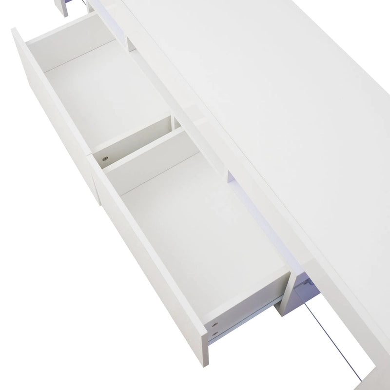 Nestfair White TV Stand with LED Lights for TVs up to 70 Inches