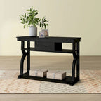 DH BASIC Tavolo Consolle da Fattoria con Rovere Nero, 3 Ripiani Aperti, 47 Pollici, di Denhour