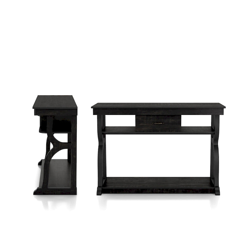 DH BASIC Tavolo Consolle da Fattoria con Rovere Nero, 3 Ripiani Aperti, 47 Pollici, di Denhour