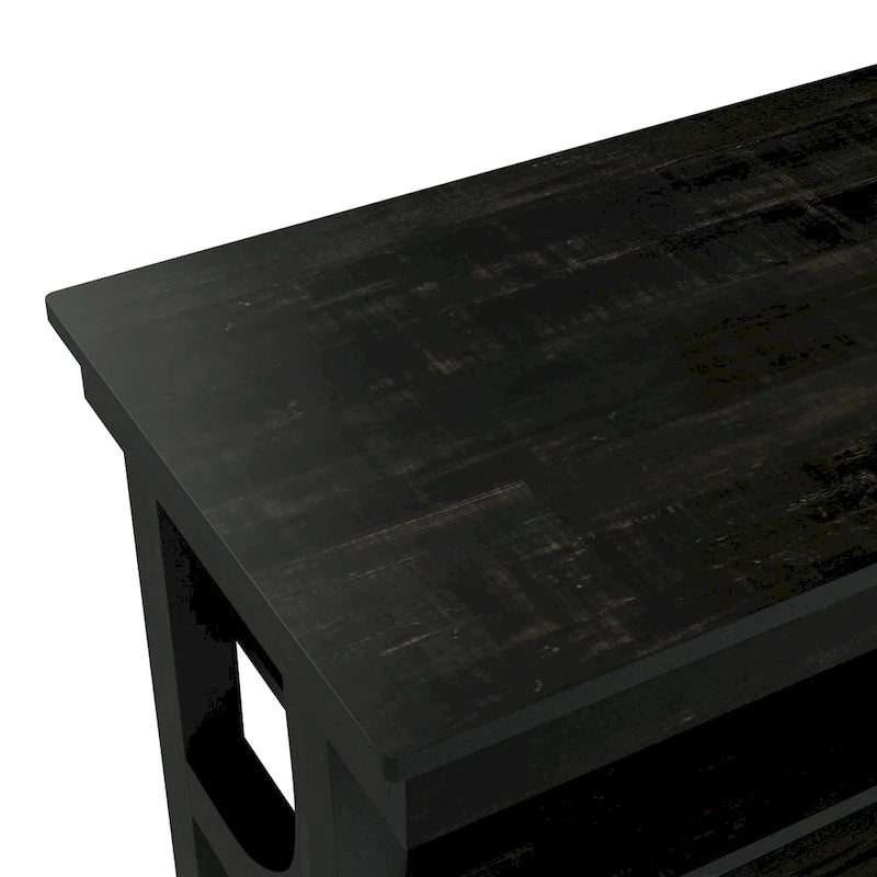 DH BASIC Tavolo Consolle da Fattoria con Rovere Nero, 3 Ripiani Aperti, 47 Pollici, di Denhour
