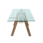 Somette Modern Dining Table with Extendable Glass Top & Solid Wood Legs