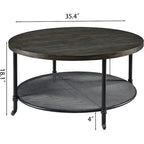 Round Industrial Coffee Table with Casters