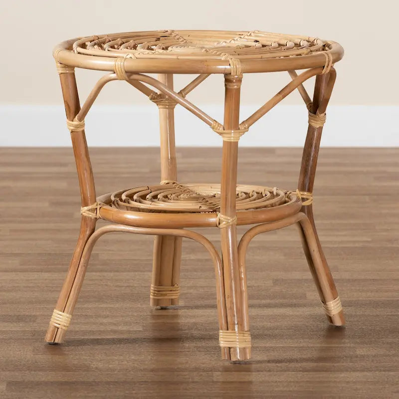 Cariel Modern Bohemian Natural Brown Rattan Coffee Table