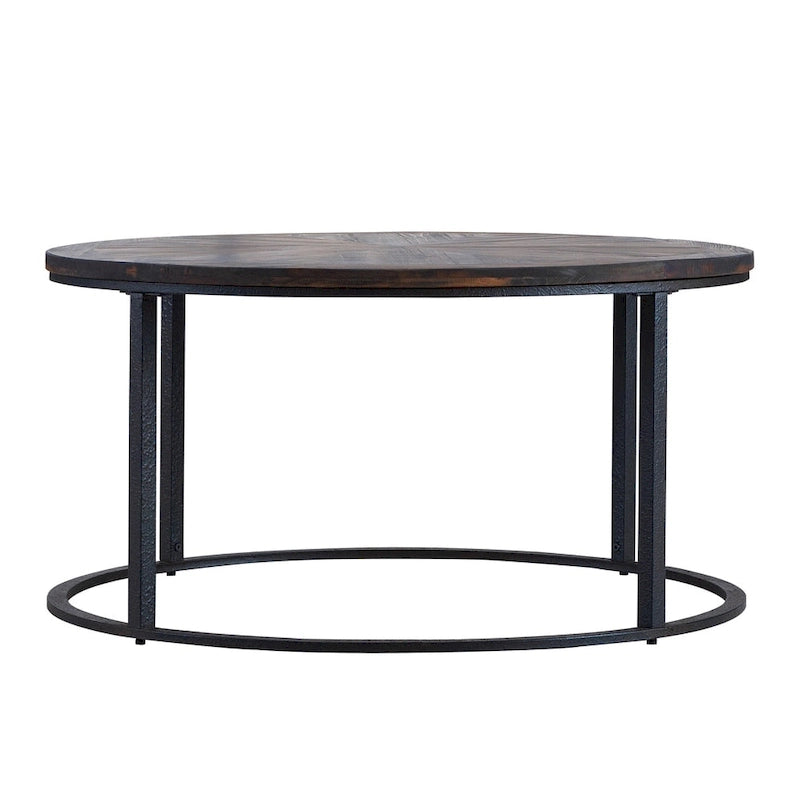 SEI Furniture Darren Modern Rustic Farmhouse Reclaimed Wood Round Coffee Table