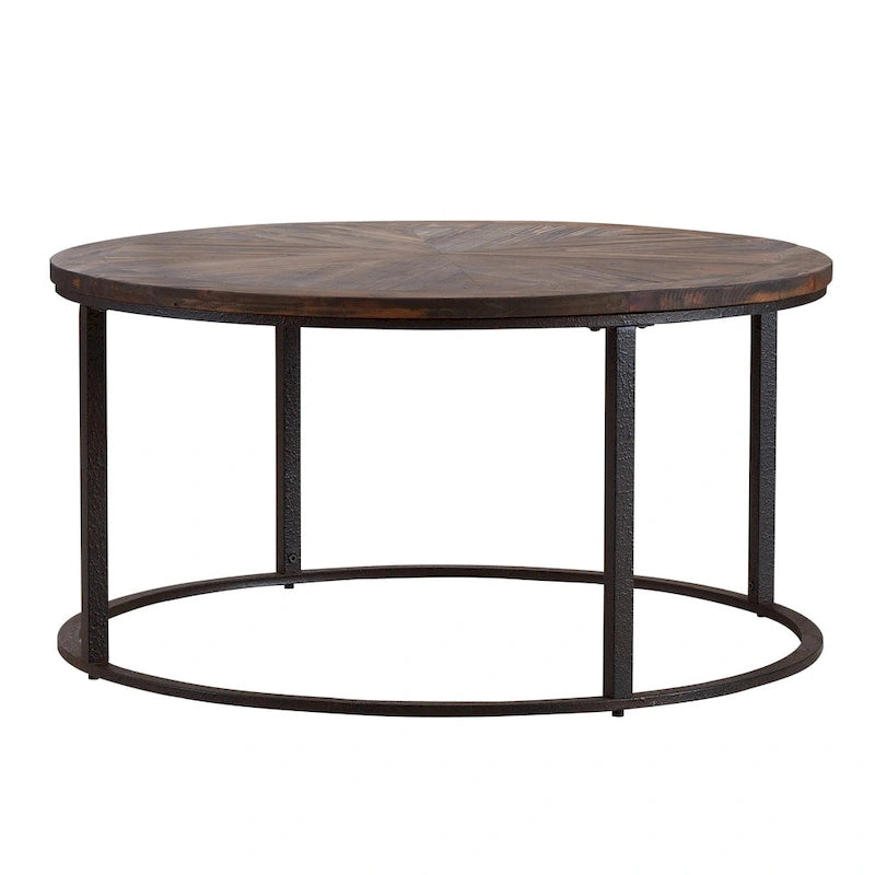 SEI Furniture Darren Modern Rustic Farmhouse Reclaimed Wood Round Coffee Table