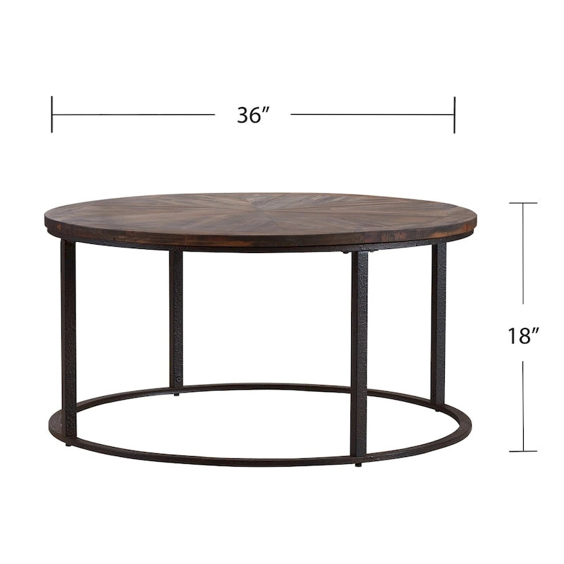 SEI Furniture Darren Modern Rustic Farmhouse Reclaimed Wood Round Coffee Table