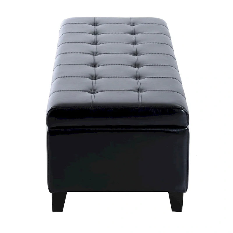 HomCom 51 PU Leather Tufted Storage Ottoman Bench - 19*50.25*16