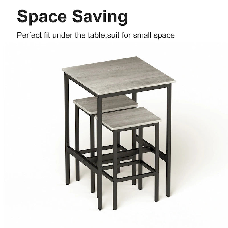 Square Bar Table with 2 Bar Chairs