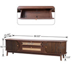 Rattan TV Stand for TVs up to 75Modern Farmhouse Media Console,Entertainment Center with Solid Wood Legs