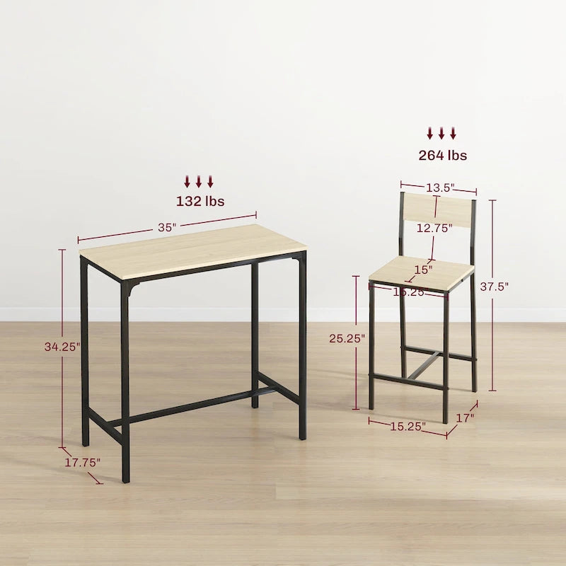 Carbon Loft Padrad Industrial Counter Height 3-piece Dining Set