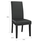 Sedia da pranzo Parson Milton con borchie, nera
