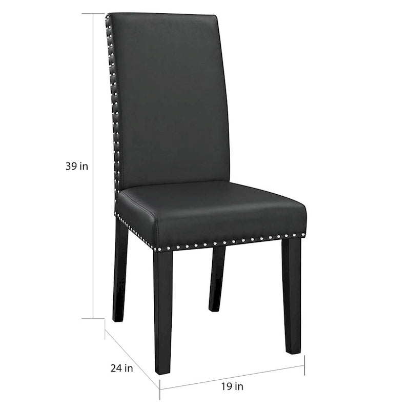 Sedia da pranzo Parson Milton con borchie, nera