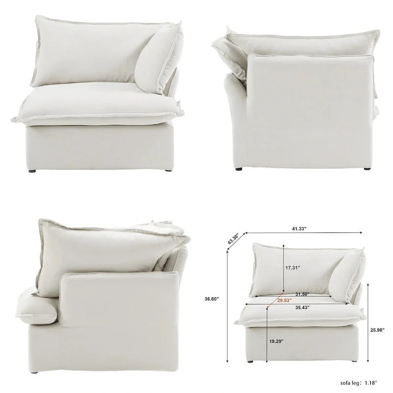 L-shape Sectional Sofa Modern Upholstered Modular Sofa