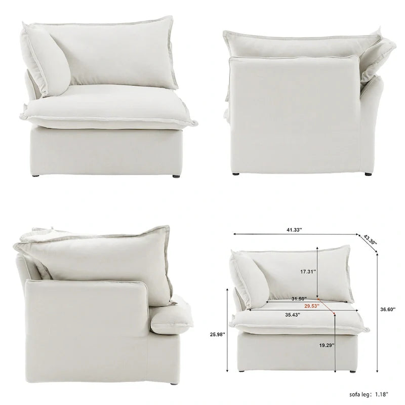 L-shape Sectional Sofa Modern Upholstered Modular Sofa