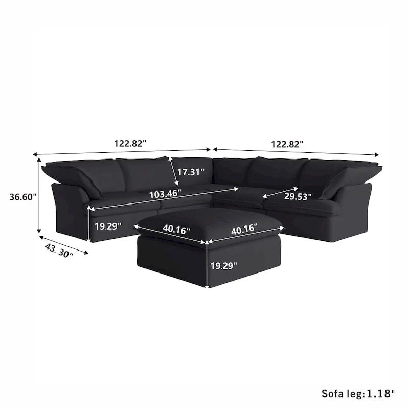L-shape Sectional Sofa Modern Upholstered Modular Sofa