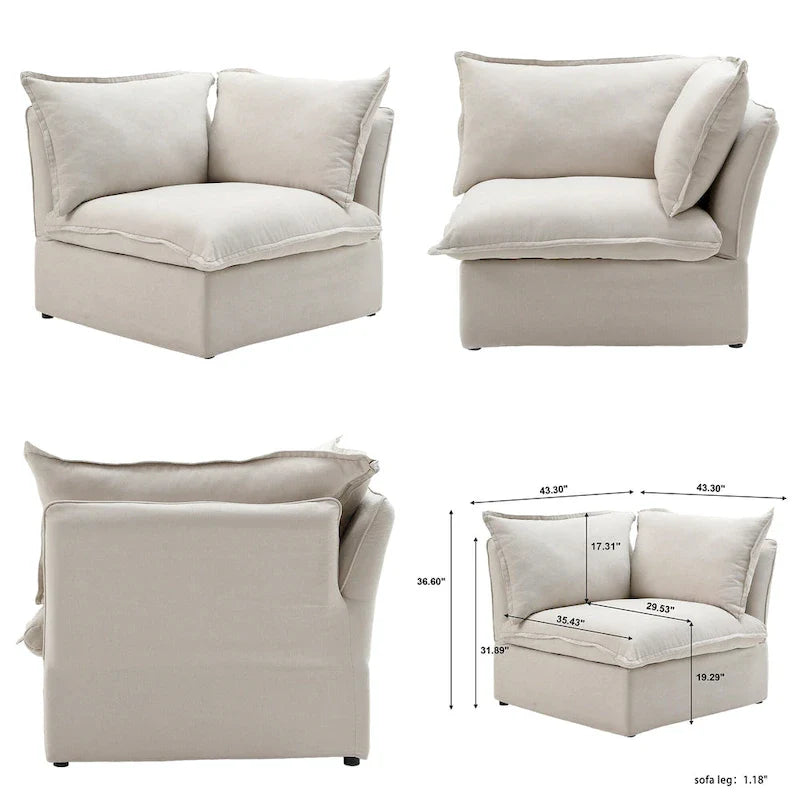 L-shape Sectional Sofa Modern Upholstered Modular Sofa
