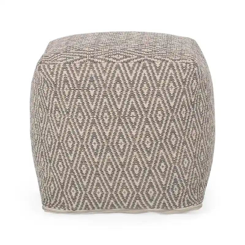 Boven Hand-Crafted Cotton Cube Pouf by Christopher Knight Home
