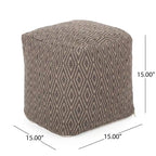 Boven Hand-Crafted Cotton Cube Pouf by Christopher Knight Home