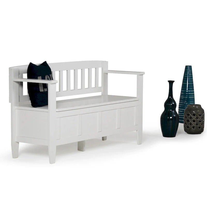 WYNDENHALL Riverside SOLID WOOD 48 inch Wide Contemporary Entryway Storage Bench - 20 inch wide