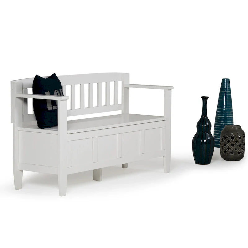 WYNDENHALL Riverside SOLID WOOD 48 inch Wide Contemporary Entryway Storage Bench - 20 inch wide