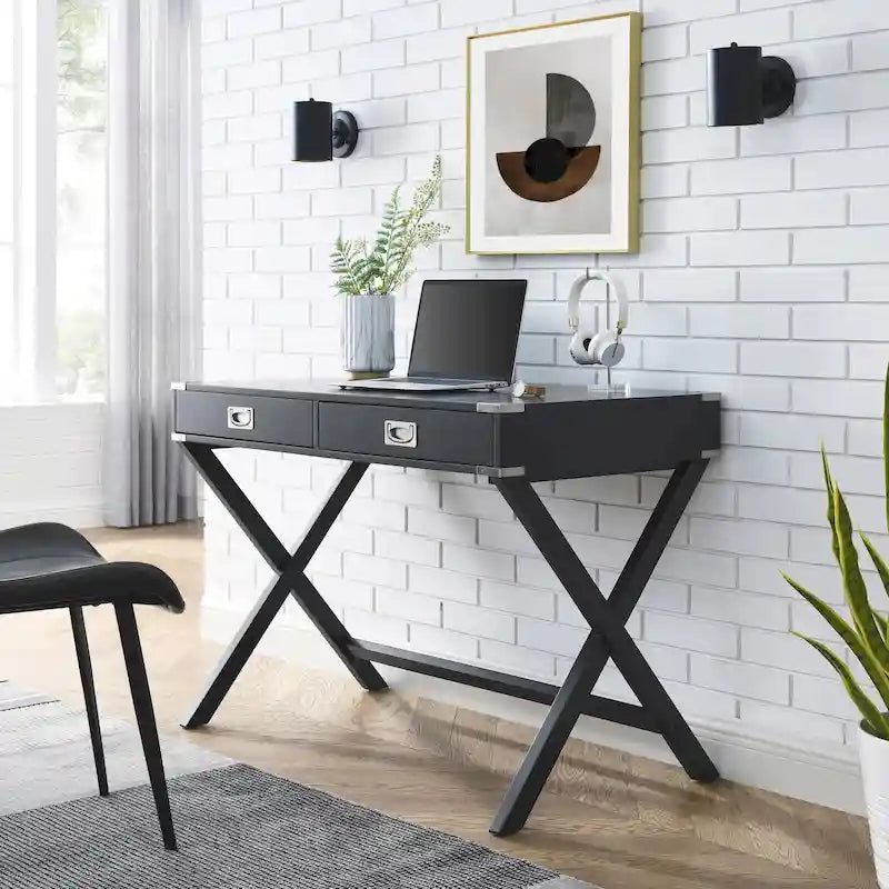 Scrivania per computer in legno massello con cassetti