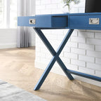 Scrivania per computer in legno massello con cassetti