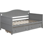Twin Wooden Daybed with 2 drawers / Trundle Bed, Sofa Bed for Bedroom Living Room,No Box Spring Needed