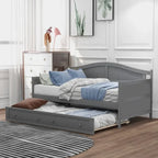 Twin Wooden Daybed with 2 drawers / Trundle Bed, Sofa Bed for Bedroom Living Room,No Box Spring Needed