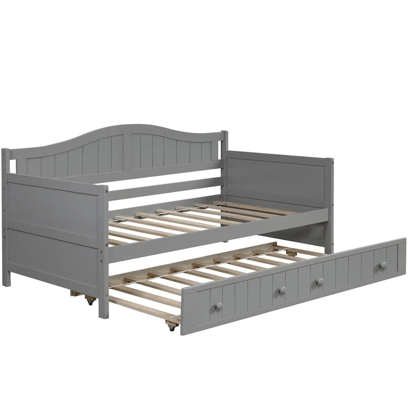 Twin Wooden Daybed with 2 drawers / Trundle Bed, Sofa Bed for Bedroom Living Room,No Box Spring Needed