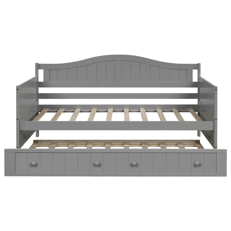 Twin Wooden Daybed with 2 drawers / Trundle Bed, Sofa Bed for Bedroom Living Room,No Box Spring Needed