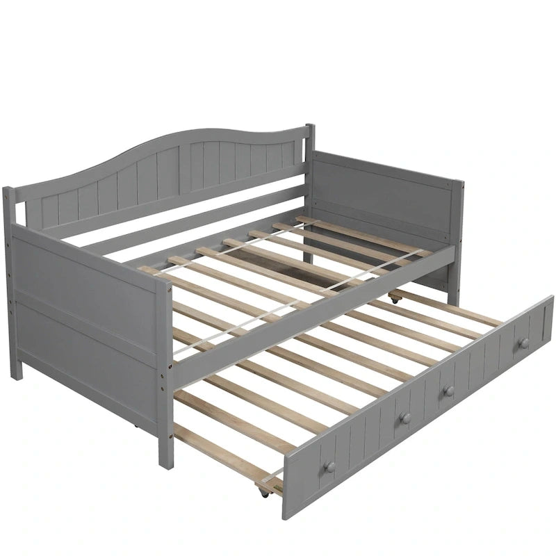 Twin Wooden Daybed with 2 drawers / Trundle Bed, Sofa Bed for Bedroom Living Room,No Box Spring Needed