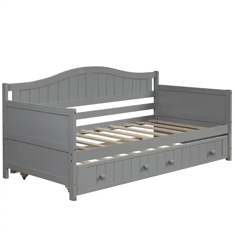 Twin Wooden Daybed with 2 drawers / Trundle Bed, Sofa Bed for Bedroom Living Room,No Box Spring Needed