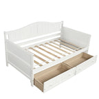 Twin Wooden Daybed with 2 drawers / Trundle Bed, Sofa Bed for Bedroom Living Room,No Box Spring Needed