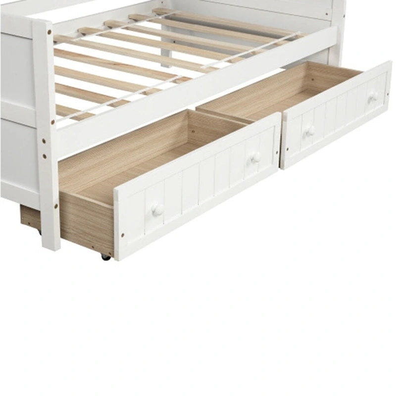 Twin Wooden Daybed with 2 drawers / Trundle Bed, Sofa Bed for Bedroom Living Room,No Box Spring Needed
