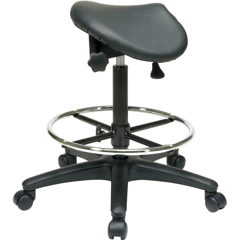 Sgabello da disegno con sedile a sella senza schienale